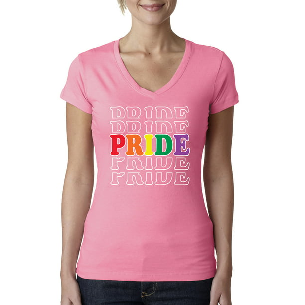 Threadrock Women's Gay Pride Rainbow Sunray V-neck T-shirt lesbian LGBT